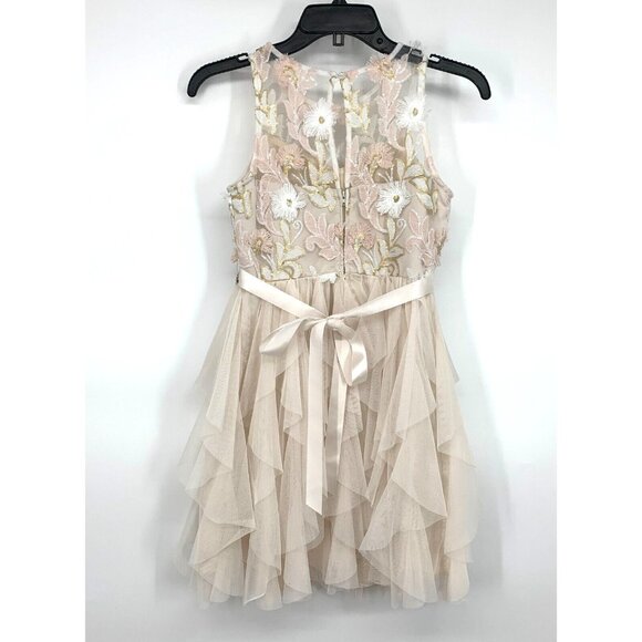 Rare Editions Big Girls Dress Size 12 Sequin Embroidered Rhinestone Belted Mesh - Picture 3 of 13